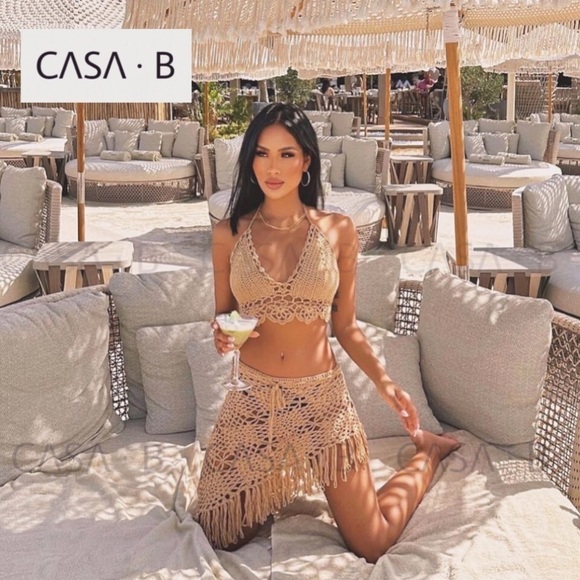 CASA B Other - NEW!💫CASA B| AMAYA Nude Bohemian Crochet Skirt & Halter Set in Deep Sands Beige